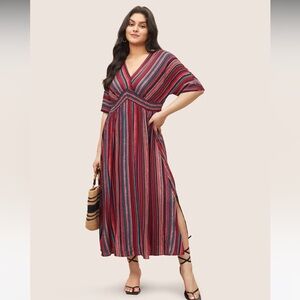 BloomChic Striped Contrast Dolman Sleeve Shirred Pocket Maxi Dress size 12